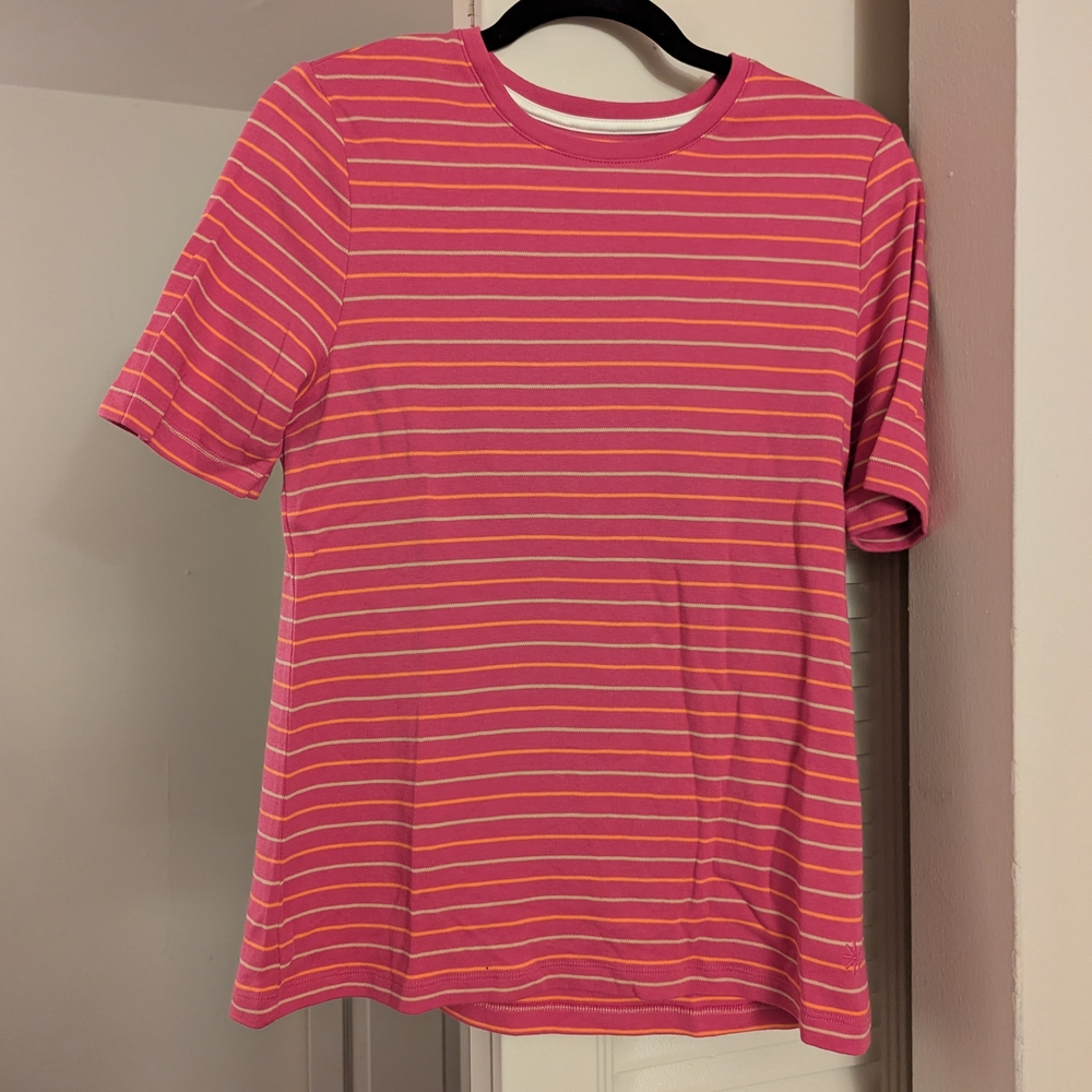Isaac Mizrahi Pink and Orange Striped Top